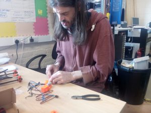 Andy working on the extruder assembly