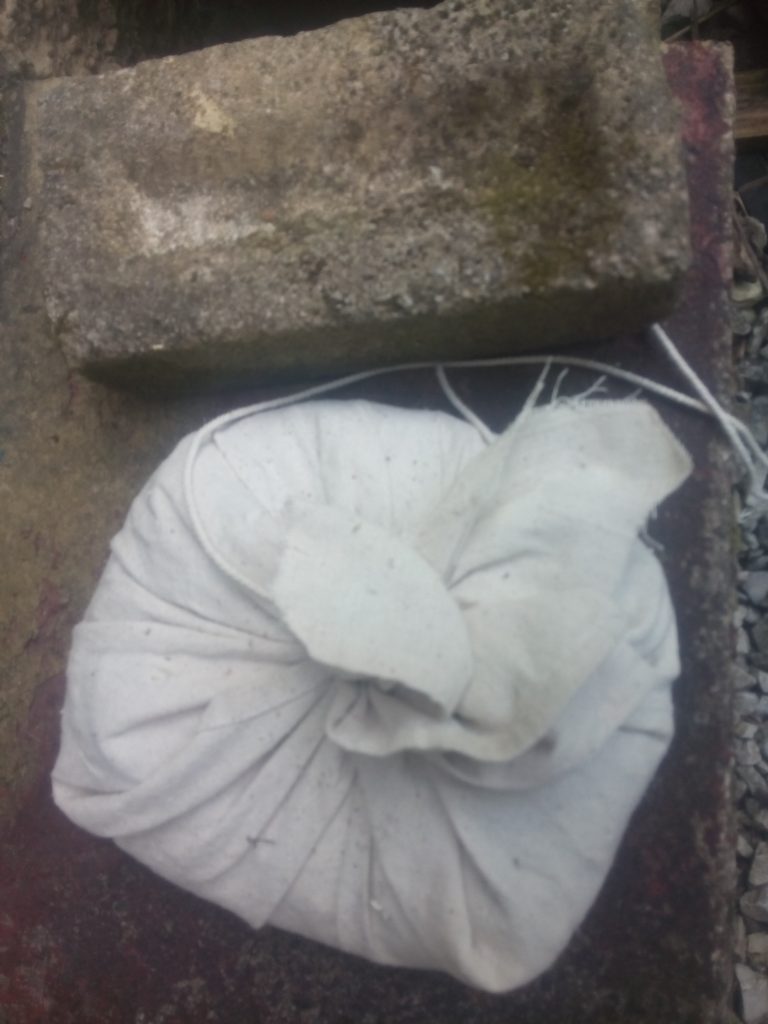 Plaster and bags wrapped in cloth